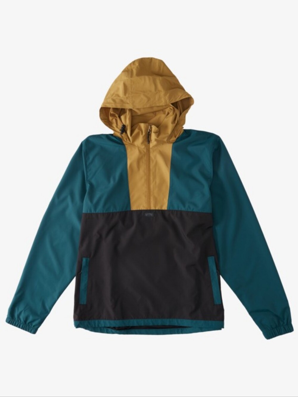 Billabong A/Div Windswell Anorak Windbreaker Jacket Hooded Black Teal Tan XXL